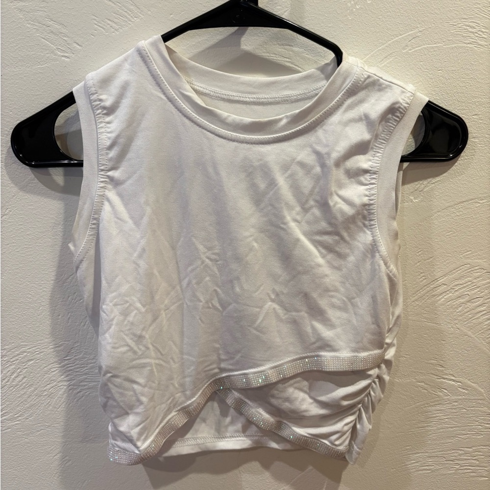 White tank top with Rhinestone Detail